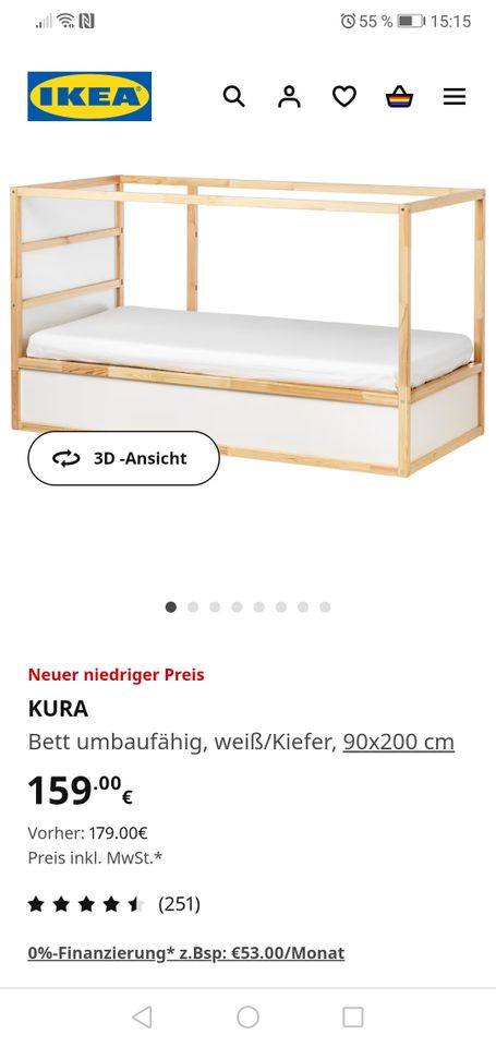 IKEA Kinderbett KURA & Matratze Emma inkl. Zubehör in Übach-Palenberg