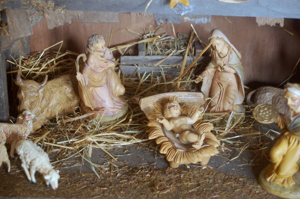 Weihnachts-Krippe xmas 12 Figuren Deko "Heilige Familie" Stall in Bochum