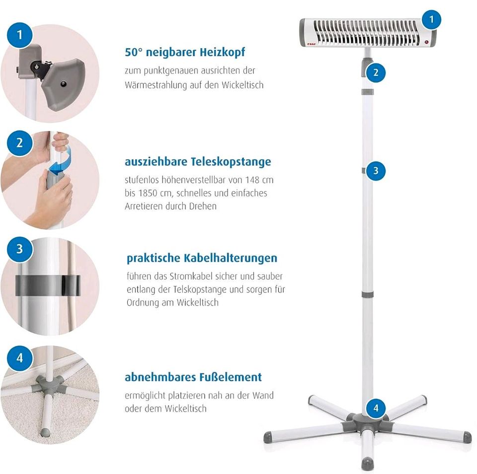 Wickeltischstrahler Heizstrahler Reer EasyHeat Flex in Lüdenscheid