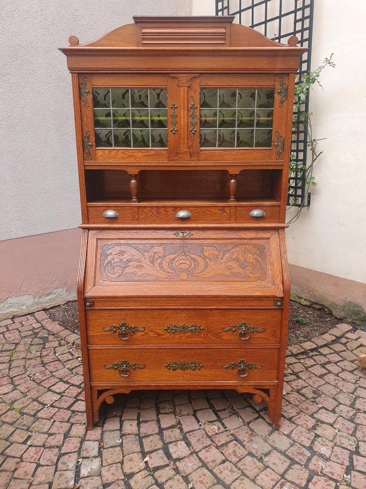 Sekretär Biedermeier Jugendstil Schrank Antiquitäten Schreibtisch in Zellingen