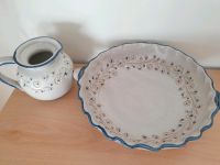 2er Set Ton Krug und Schale Blumenmuster beige blau deko Bayern - Mühldorf a.Inn Vorschau