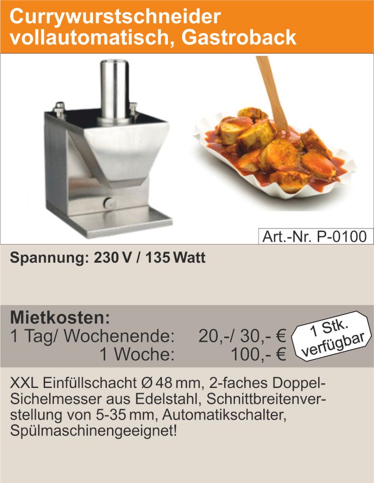 Currywurst-Schneider,Currywurstschneider,elektrisch zu vermieten! in Ebenweiler