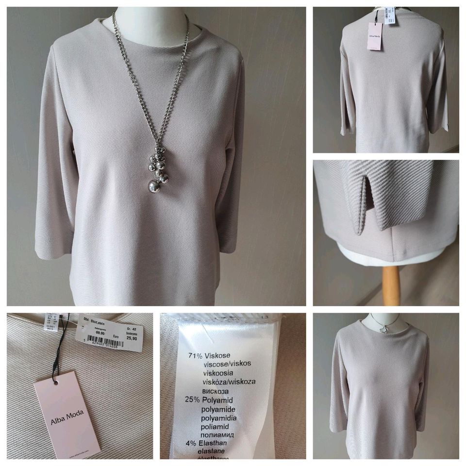 Pullover Shirt Alba Moda 40/42 Hellgrau/Stein in Pforzheim