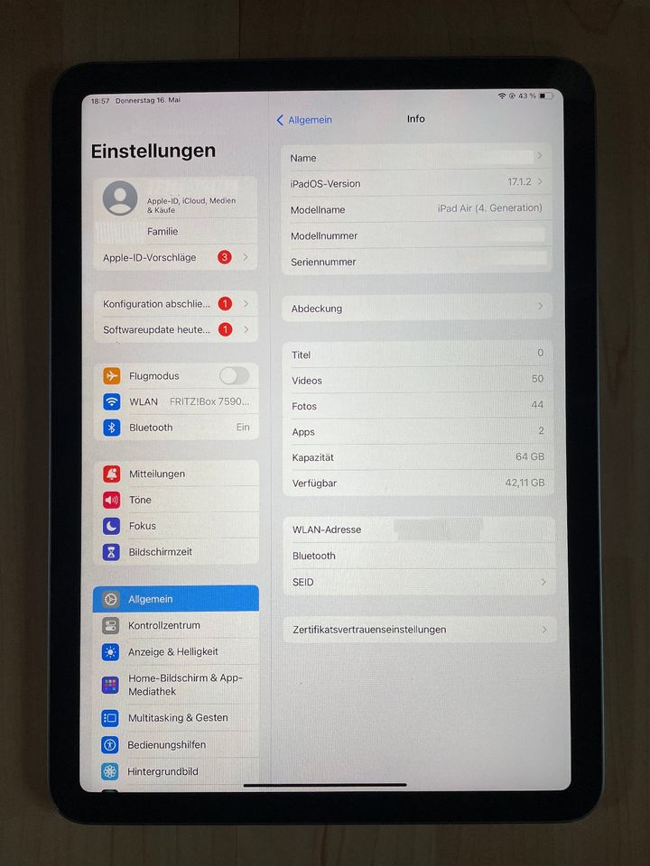 Apple iPad Air 10,9" (4. Generation) 64 GB, WI-FI, 2316, in Landsberg (Lech)