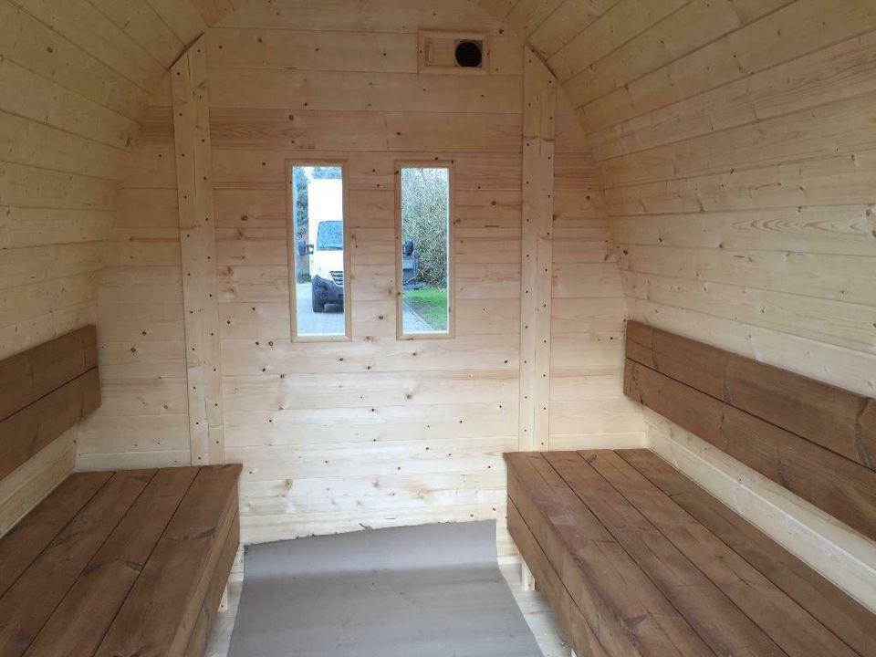 POD SAUNA 3m NEU 2 Räumen Gartensauna Fass Saunafass AUSSTELLUNG in Hüllhorst