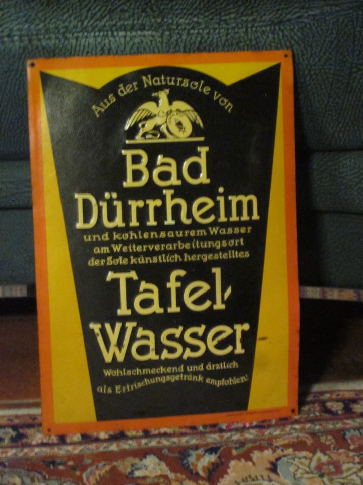 Schild Blechschild Bad Dürrheim Tafelwasser alt gemarkt in Freiburg im Breisgau