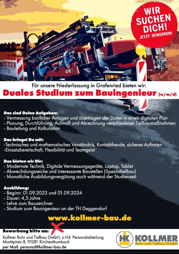 Duales Studium zum Bauingenieur (m/w/d) in Drachselsried