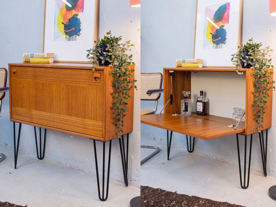 Teak Barschrank Vintage 60er Retro Kommode Sekretär Sideboard in Köln