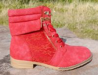 Damen Stiefeletten Schnürboots Boots mit Spitze Rot - Gr. 39 NEU Rheinland-Pfalz - Edenkoben Vorschau