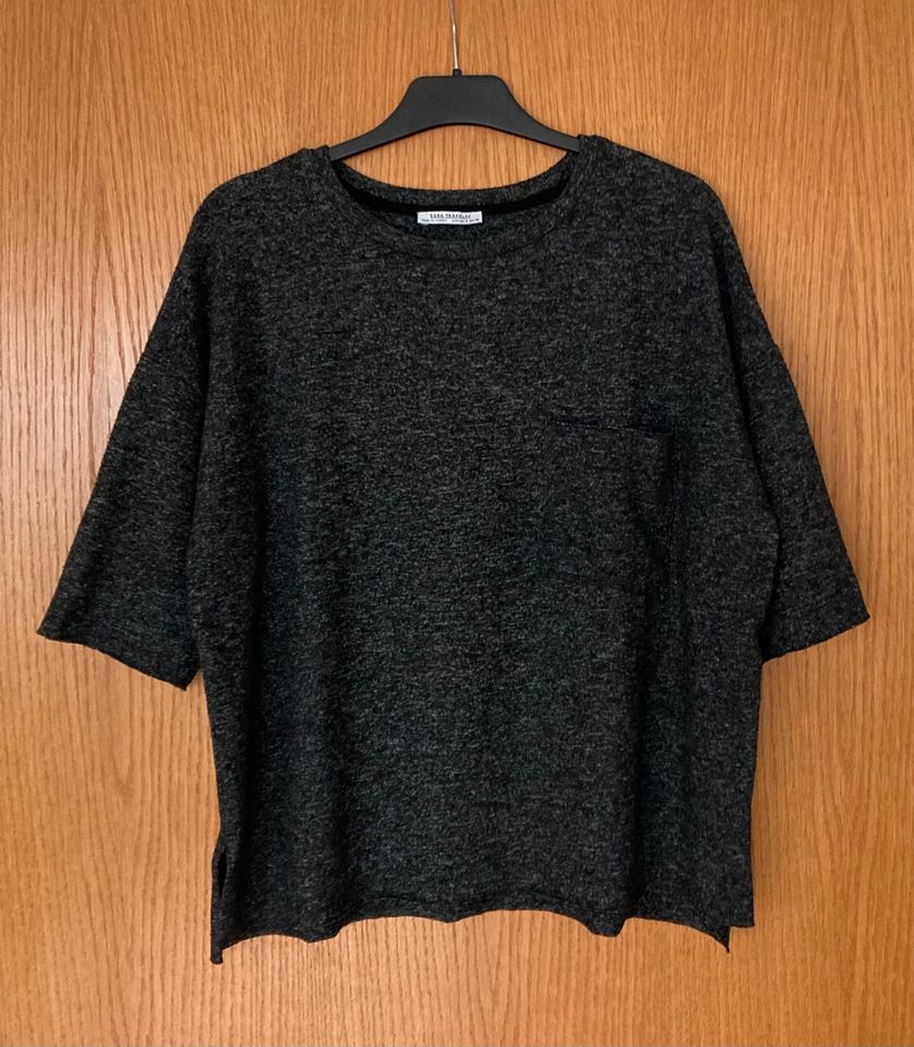 ¾-Oversize-Pullover dunkelgrau meliert von Zara in Geiselhöring