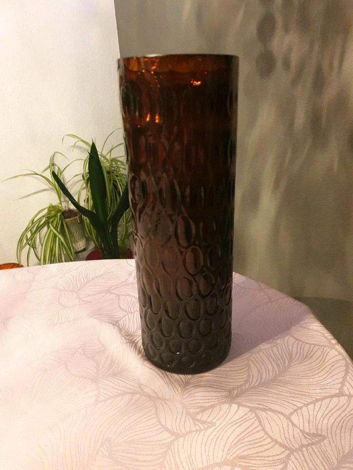 Vase  60er / 70er Jahre groß Glas Glasvase Vintage braun in Kronberg im Taunus