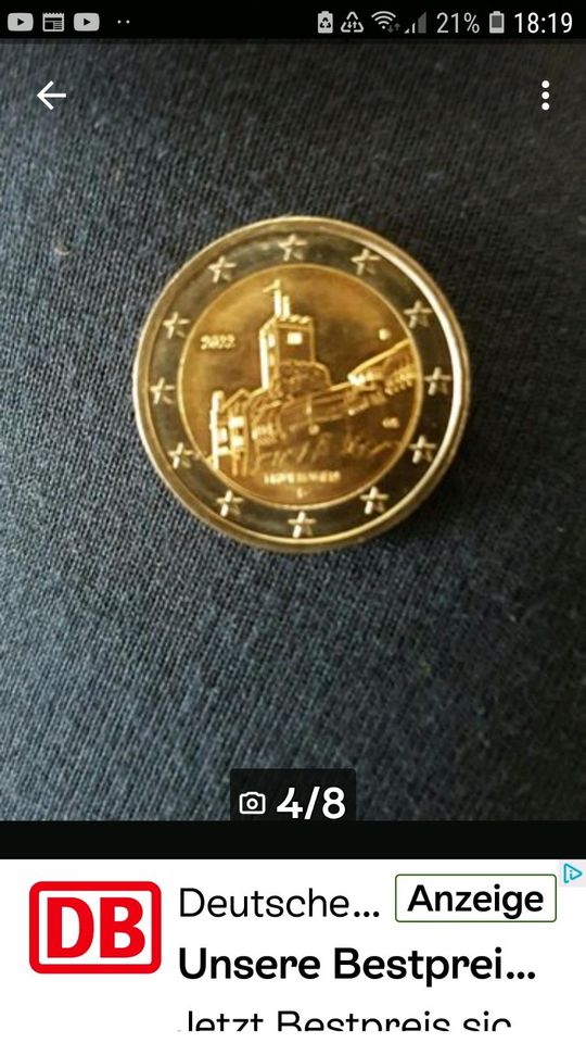 2 Euro Münzen Thüringen D 2022 in Nürnberg (Mittelfr)