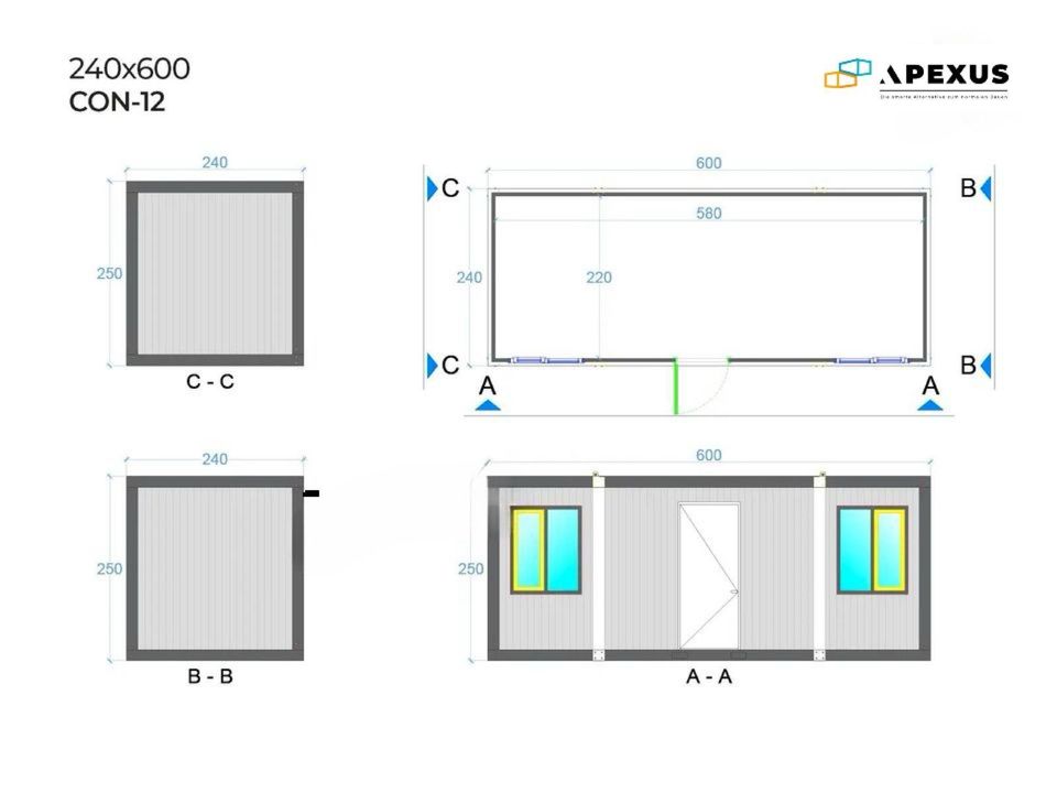 Bürocontainer | Wohncontainer | Baucontainer | Übergangscontainer | Modell CON-12 | NEU in Castrop-Rauxel