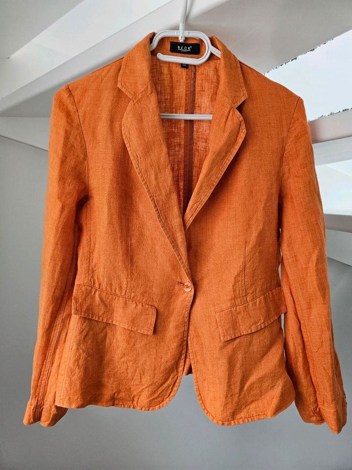 Ludwig Beck 100% Leinen Blazer orange Gr.36 in Leun