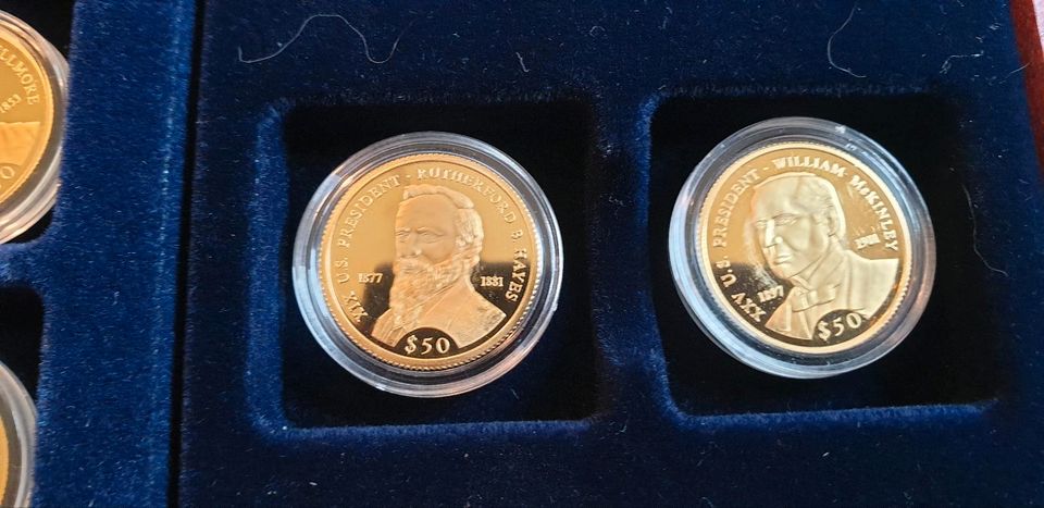 Münzsammlung 21 Goldmünzen 50 Dollar Präsidenten Gold 585 in Dirmstein