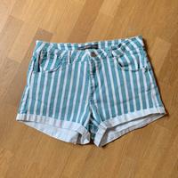 Pull&Bear Jeans Shorts Hotpants gestreift Weiß Türkis Blaugrün Hessen - Bad Homburg Vorschau