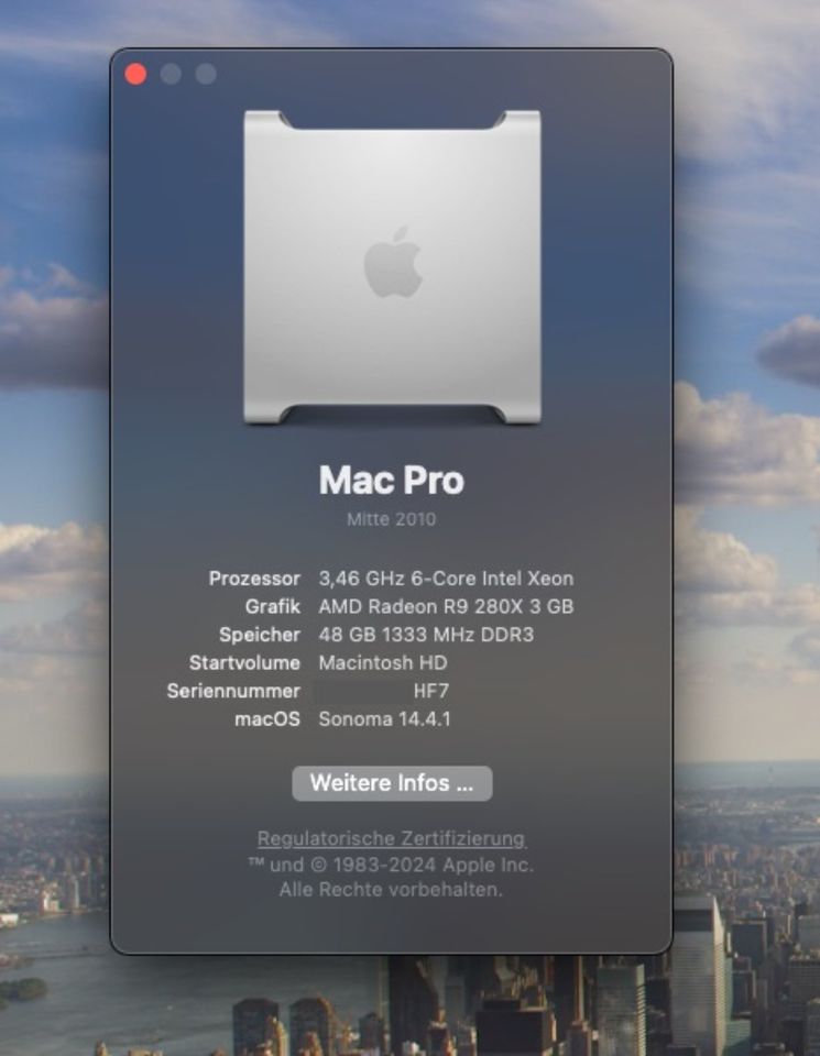 Apple Mac Pro 5.1 2010 • 6-Core 48GB/6-TB • Sonoma • Viele Extras in Bielefeld