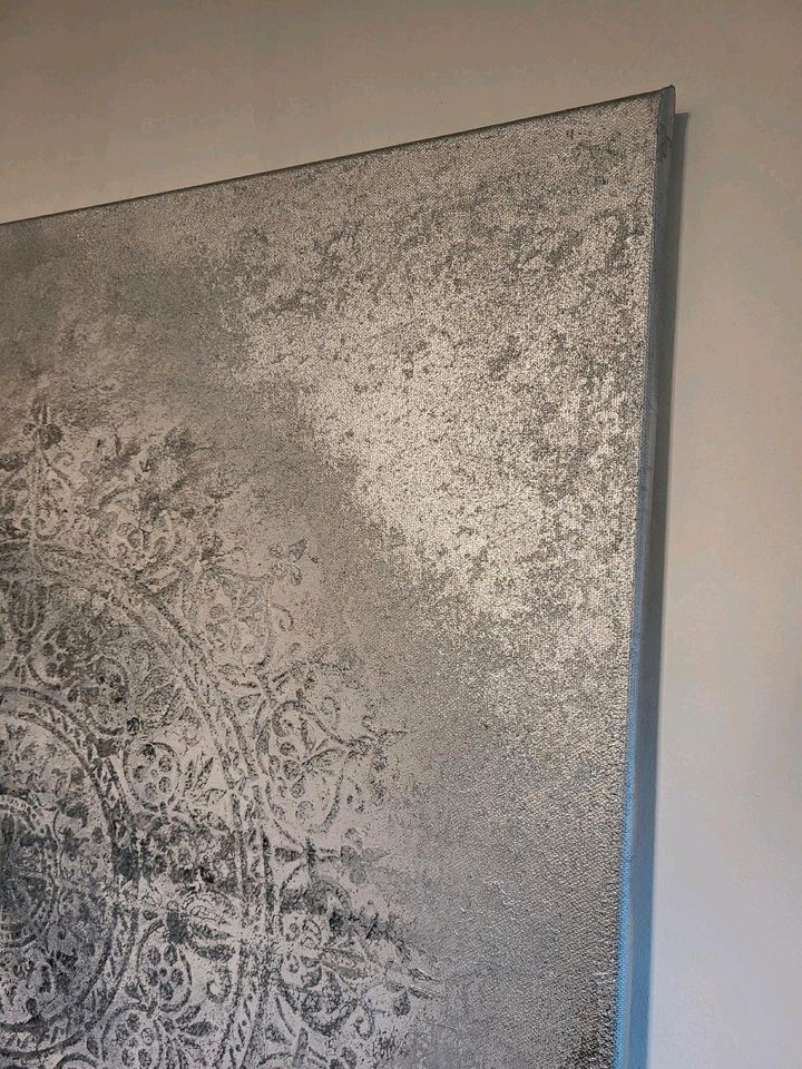 Acrylbild Mandala Grau Silber 70x50 Unikat Gemälde Boho in Aulendorf