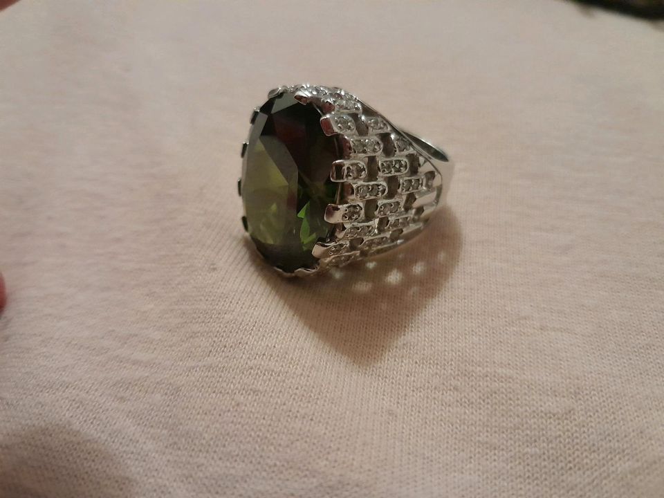 DESIGNER RING 925 STERLING SILBER RHODINIERT NEU! VINTAGE GRÜN in Moosburg a.d. Isar