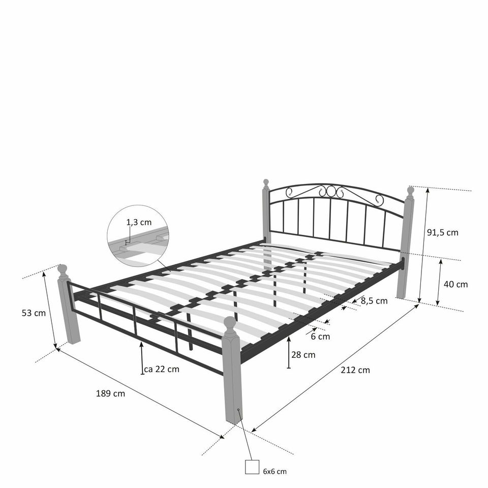 Metallbett Doppelbett Bettgestell 180x200 cm Lattenrost VB110€* in Magdeburg