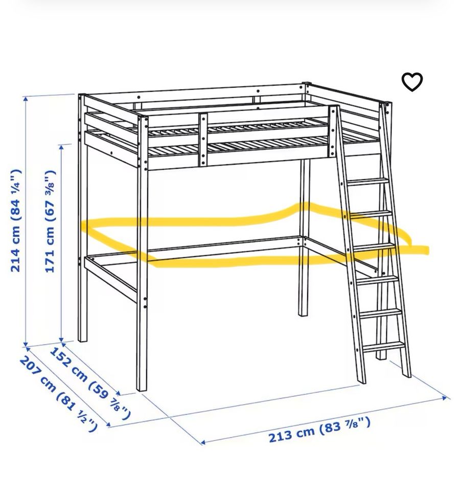 Ikea Hochbett Stora 140x200 gekürzt in Kleinblittersdorf