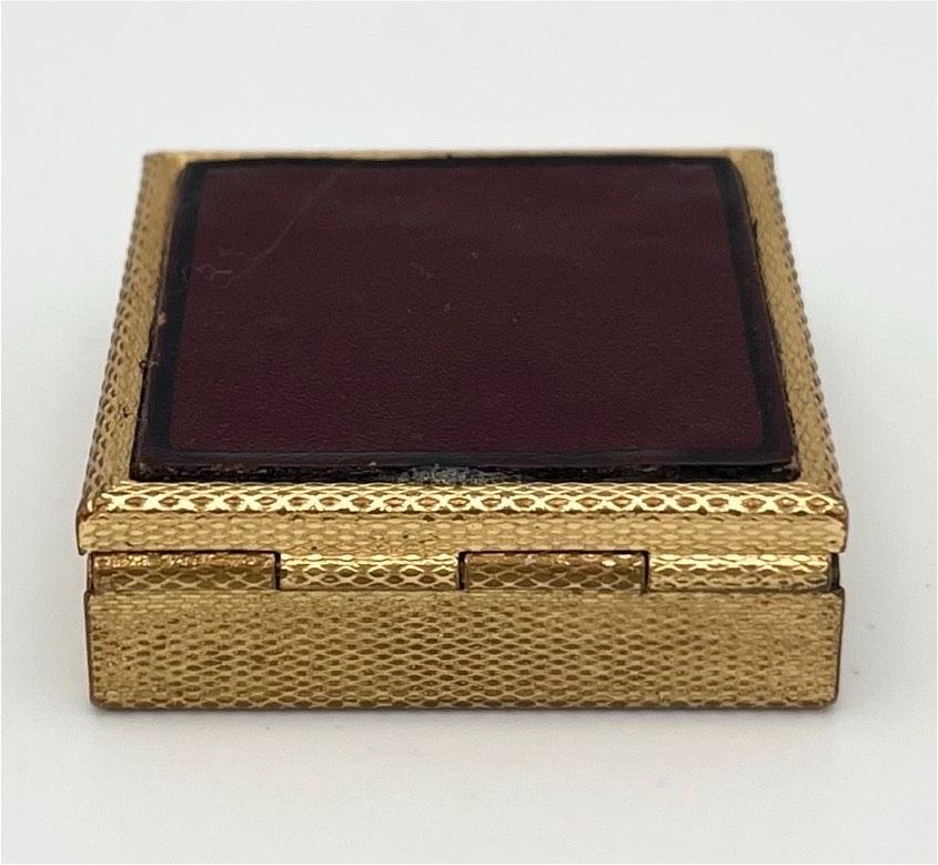 Vintage Pillendose Schmuckbox Leder Bordeaux Gold Schatulle RAR in Schwerin