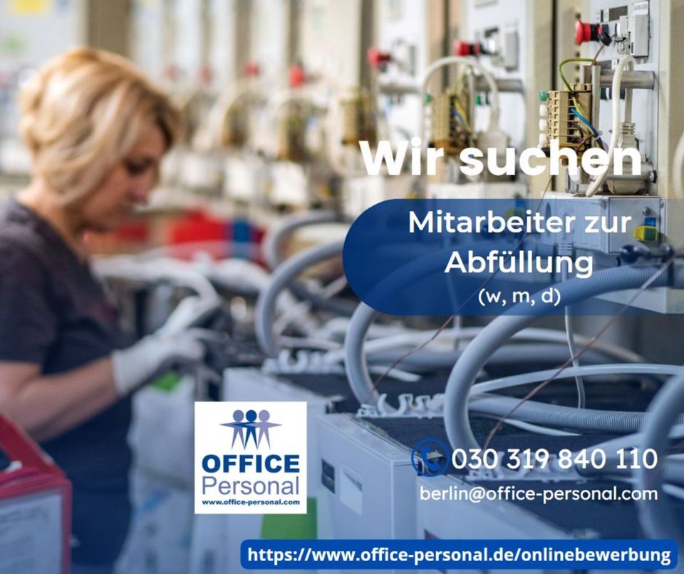 ✔Mitarbeiter/innen zur Abfüllung (m/w/d) ✔ in Großbeeren