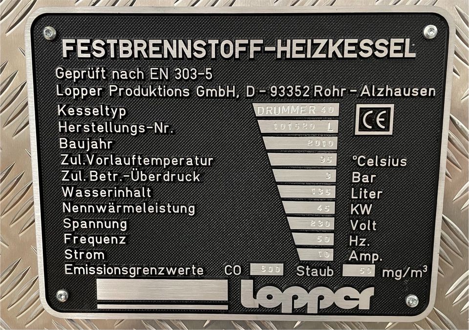 NEU LOPPER Drummer 40 METER Holzvergaser Kessel HDG ETA Fröling in Wartmannsroth