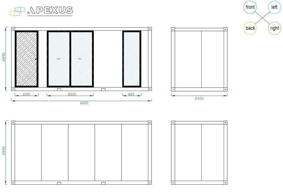 Bürocontainer | Verkaufscontainer | Showroom | Baucontainer | SOFORT VERFÜGBAR | MODEL SPECIAL GLAS 240 cm X 600cm in Wiesbaden