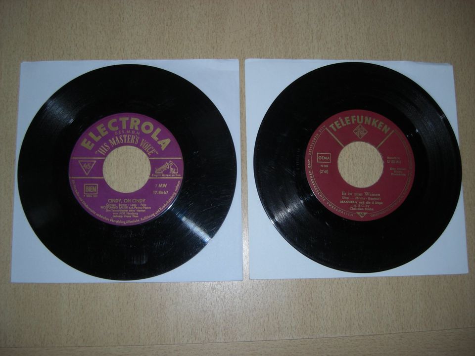 2 alte Single Schallplatten Wolfgang Sauer, Manuela 1958 / 1966 in Aachen
