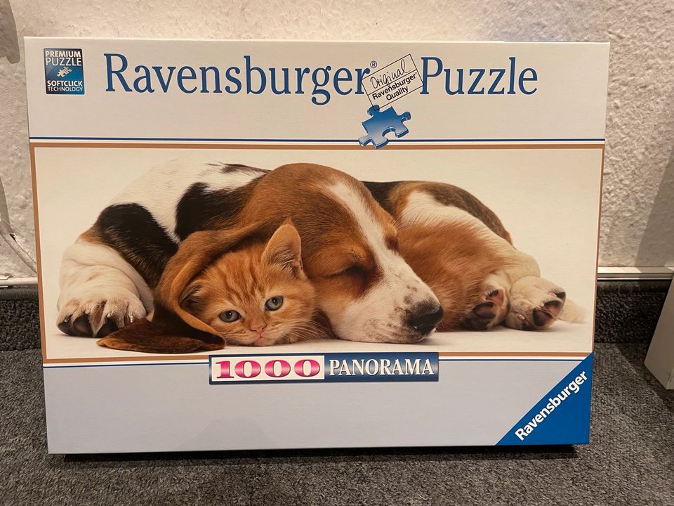 1000 Teile Panorama Puzzle Hund Katze in Berlin