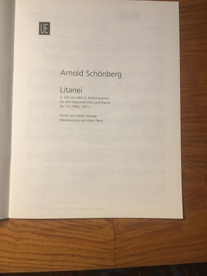 Arnold Schönberg Litanei Universal Edition in Detmold