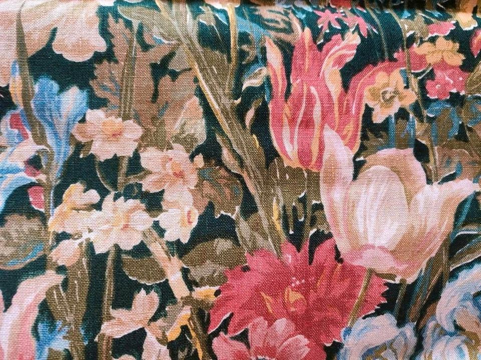 Blumen Stoff Indanthren vintage Nähen Meterware floral Leinen in Groß-Gerau