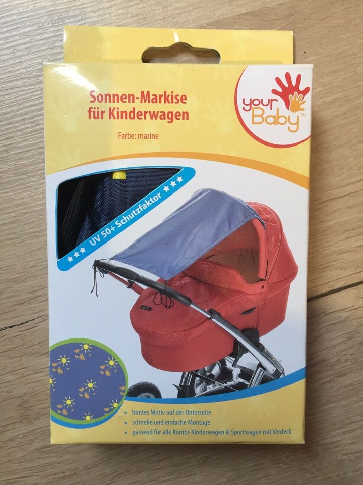 Sonnen-Markise für Kinderwagen, marine Sonne & Schmetterling in Borgentreich