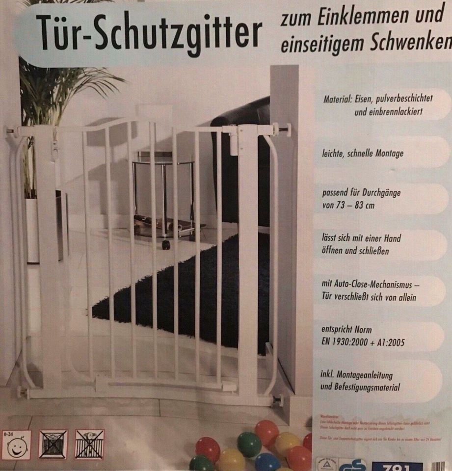 Türschutzgitter Treppenschutzgitter Metall Baby Kind Gitter Weiß in Delbrück