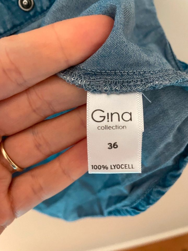 Gina Damen Jeanshemd Jeans Hemd Bluse Jeansbluse Gr. 36 blau in Gummersbach