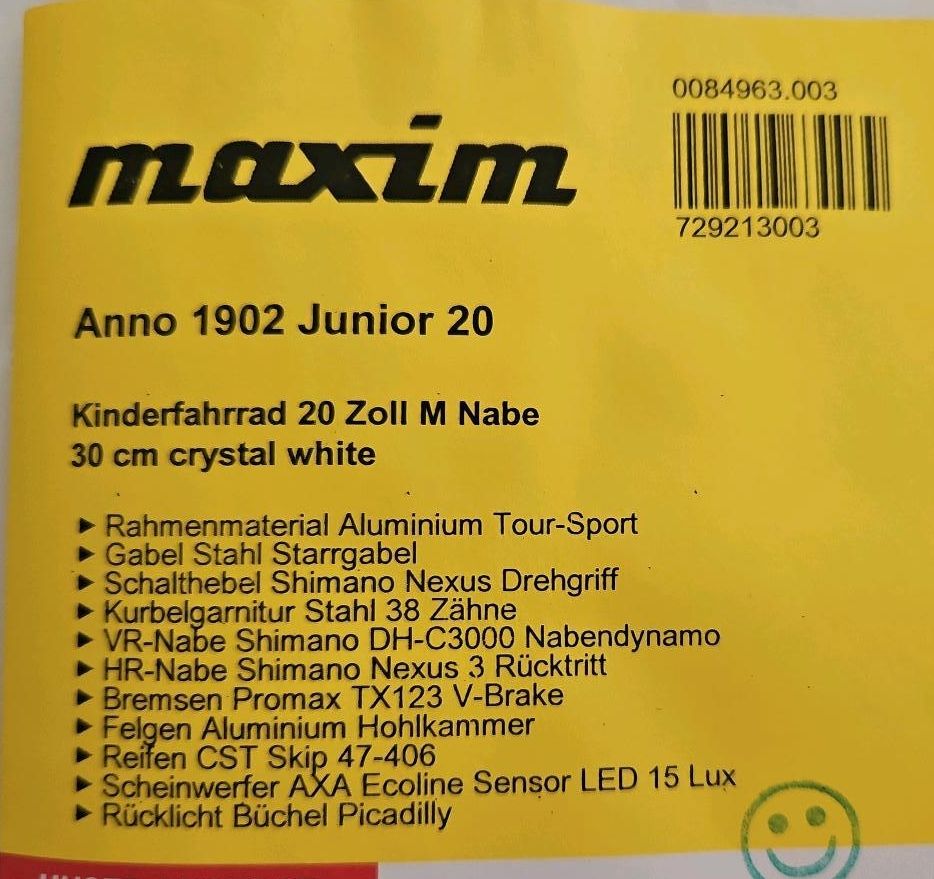Maxim Anno 1902 Junior - 20 Zoll Kinderfahrrad in Panketal