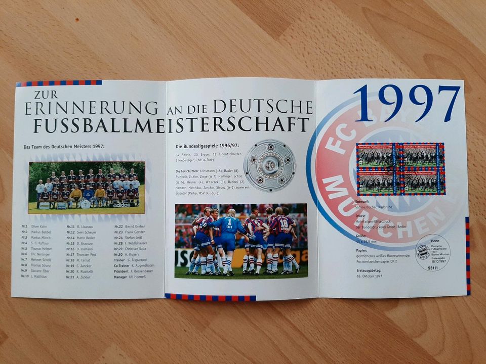 Briefmarke Briefmarken FC Bayern München Meisterschaft 1997 in Taucha