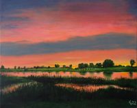 Acrylbild "Sonnenuntergang am Nonnensee", orig., unikat, 40 x 50 Mecklenburg-Vorpommern - Ralswiek Vorschau