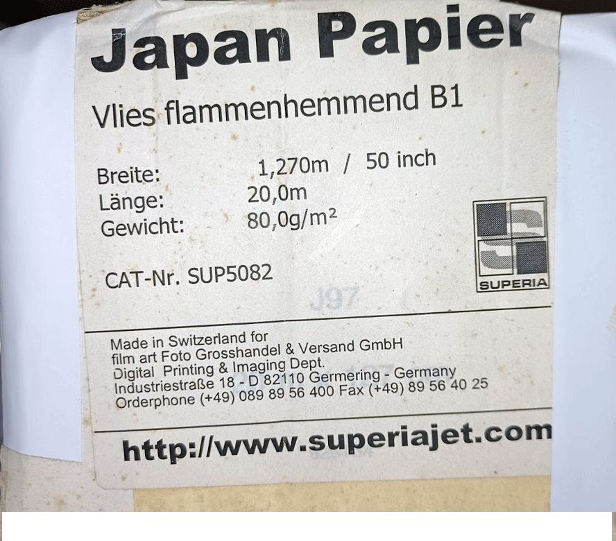 Japan Papier / Rolle / Breite: 1,270m x Länge: 20,0m in Groß-Gerau