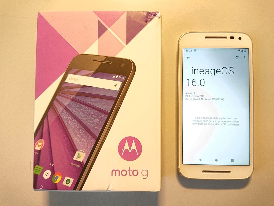 Motorola Moto G 3. Generation XT1541 16GB weiss LineageOS 16 OVP in Leipzig