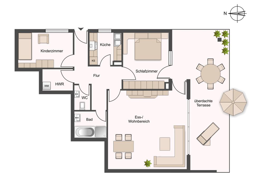 Großzügige 3-Zimmer-Wohnung mit großer Terrasse und Garten in Winnenden