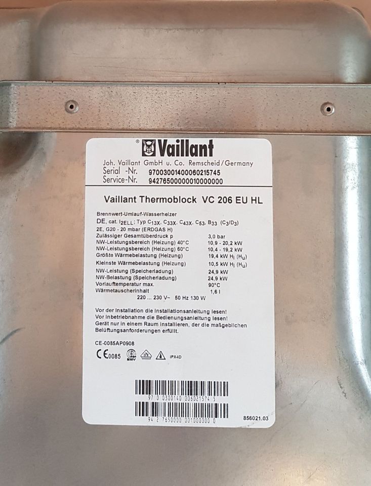 BIETE VAILLANT Thermoblock ecoTEC VC 206 EU HL [&Einzel-Ersatzt.] in Aachen