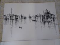 Zeichnung Original Venedig Gondeln Canale Grande schwarz weiß München - Schwabing-Freimann Vorschau