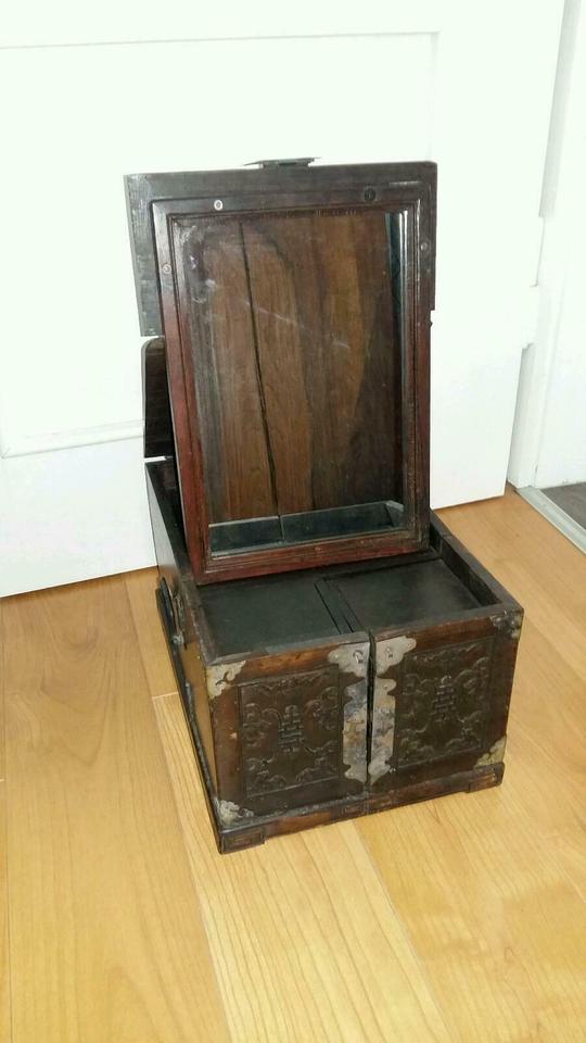 Antike Schmuck Rasier Truhe Schatulle Kiste Kasten Holz Reise in Weil am Rhein