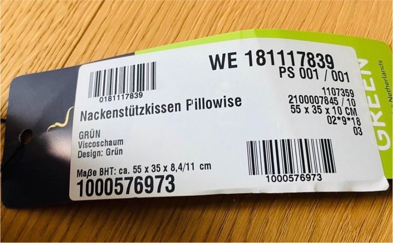 Kissen Pillowise Nackenstützkissen grün in Sottrum