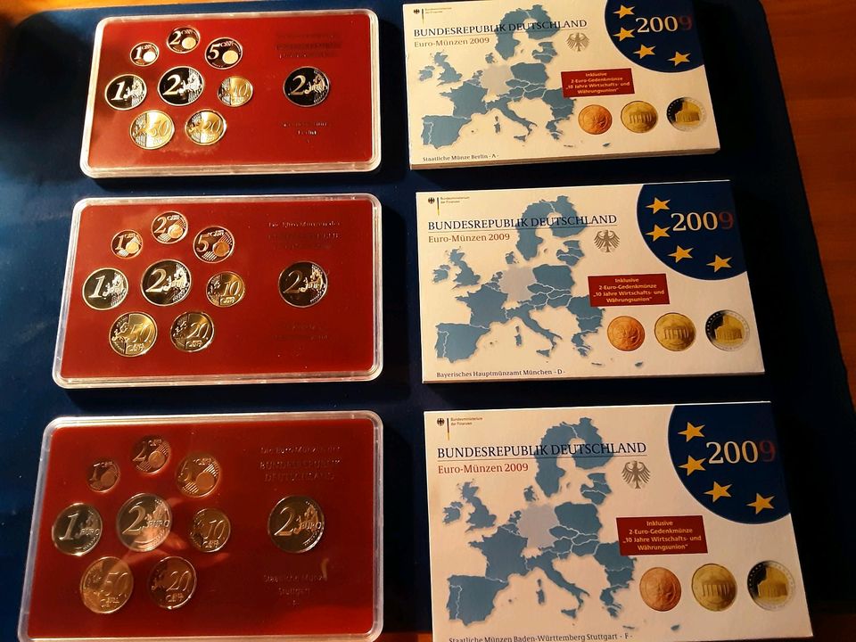55 BRD Euro Kursmünzensätze in polierter Platte in Dwergte