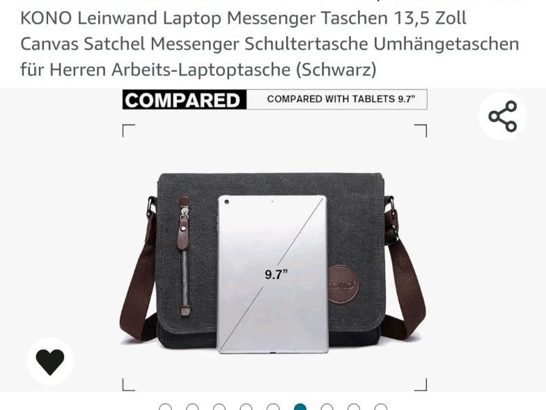 Umhängetasche Canvas dunkelgrau/braun Schultertasche in Oftersheim