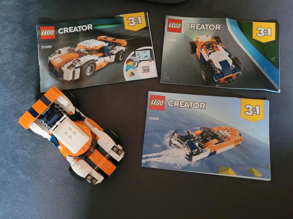 Lego 31089 Creator 3 in 1 Sportwagen, Rennwagen, Boot in Arendsee (Altmark)