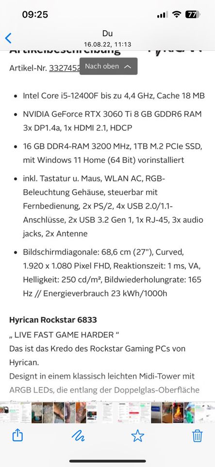 Hyrican Rockstar Gaming PC in Lunden
